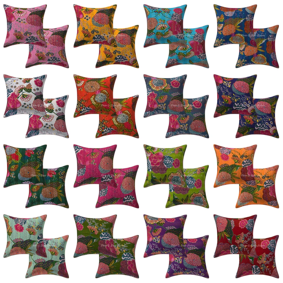 Indian Handmade Vintage Fruit Print Cushion Cover Cotton Pillow Case Cover Throw - Image 1 of 1