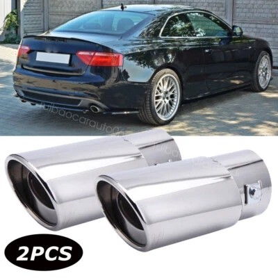 For Audi S4 S5 S6 Car Stainless Steel Rear Exhaust Pipe Tail Muffler Tip Silver Foto 1 de 4
