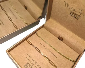 "Brandy NEW" Set of 2 Bracelets 18kt Gold-Plated Sterling Silver, Made in Italy - Picture 1 of 7