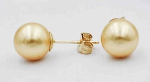 GENUINE 7 mm PEARL STUD EARRINGS 14K GOLD - Made in USA - NEW WITH TAG - Picture 1 of 5