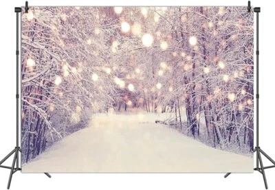 Christmas Sparkling Stars Photo Backdrop Gold Glitter Xmas Tree Red Background - Image 1 of 4