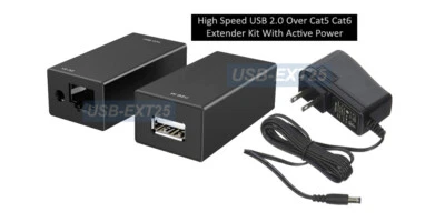 Extensor de alcance USB 2.0 Premium alimentado activo máximo 200 pies sobre cable RJ45 Cat5 Cat6 Foto 1 de 4