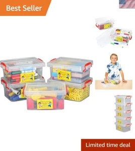 Small Clear Plastic Stackable Storage Tubs with Locking Lid – Red Handles Loc... - Picture 1 of 7