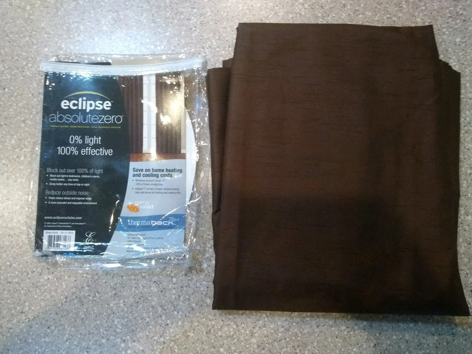 Eclipse AbsoluteZero Blackout Rod Pocket Curtain Devon Panel Brown 42"X 95" New  - Image 1 of 1