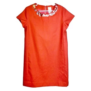 J Crew CREWCUTS ☆ Coral Wool Blend Shift Dress w/ Sequin Neckline ☆ Girls Size 8 - Picture 1 of 5