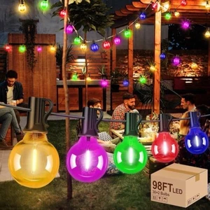 String Light Outdoor Decor for Home Xmas Party Wedding (Multi-Colored, 98FT - Picture 1 of 8