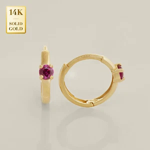 Pendientes de aro de rubí de oro liso de 14 K cartílago lóbulo de la oreja hélice tragus abrazos - Imagen 1 de 5