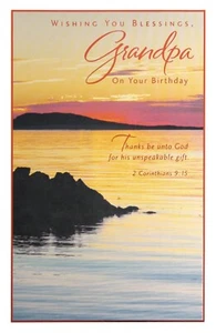 Tarjeta de cumpleaños religiosa para abuelo, 2 corintios 9:15 — saludos americanos + ✉ - Imagen 1 de 4