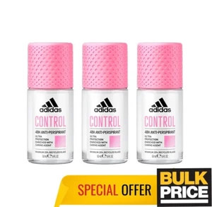 Adidas Women Control Roll-on Deodorant 48H Sweat Ultra Protection 50ml 3-Pack - Picture 1 of 6
