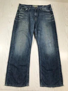Vintage Lucky Brand Dungarees Relaxed Bootleg Jeans Men 36x32 Blue Whiskered Y2K - Picture 1 of 12