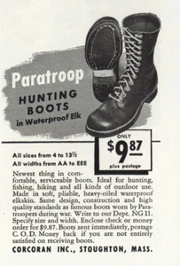 1946 Paratroop Hunting Boots: Waterproof Elk Vintage Print Ad - Picture 1 of 1