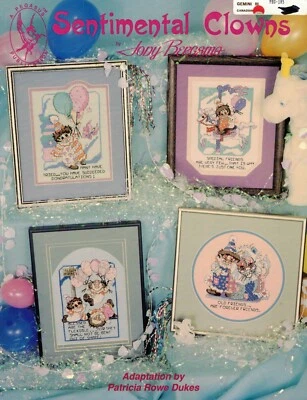 Sentimental Clowns 5 Cross Stitch Patterns By Pegasus - Image 1 of 3