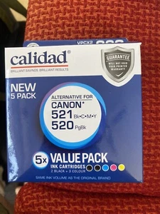Calidad Printer Ink Cartridges Alternative for Canon 521 + 520 5X Value pack (5) - Picture 1 of 5