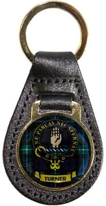 Llavero de cuero Scottish Family Clan Crest Turner hecho en Escocia - Imagen 1 de 2