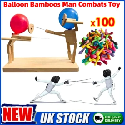 Balloon Bamboo Battle Wooden Bots Battle Game Two-Player Fast-Paced Battle Game - Image 1 of 4
