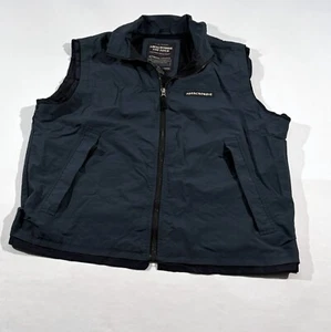 Abercrombie & Fitch Vest Mens Jacket Zip Navy Pockets Logo Mesh Nylon Y2K Sz M - Picture 1 of 10