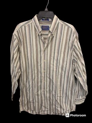 Pendleton Shirt Long Sleeve Medium ++  Mens Blue Tan Stripe Button Down Cotton - Image 1 of 3