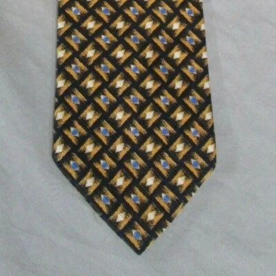 Corbata Enrico Venturi 100 % seda negra, azul, dorada 59" de largo x 4" de ancho Foto 1 de 4