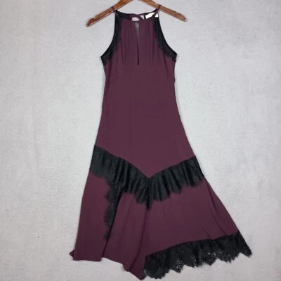Maxi Vestido Para Mujer Moulinette Soeurs Anthropologie 0 Púrpura Encaje Ribete Cóctel Foto 1 de 4