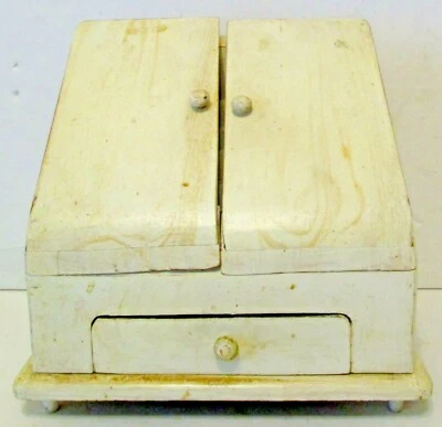 Antique Handmade White Slanted Wooden Two Door One Drawer Stationery Cabinet - Image 1 of 4