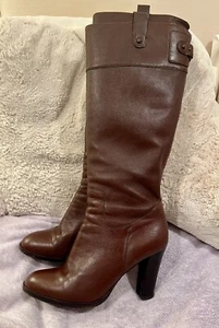 Banana Republic Brown Knee High Zip-up High Heel Buttery Leather Boots S: 7.5 - Picture 1 of 12