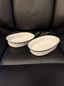 2 Corning Ware French White F-15-B Small Oval Casserole Dishes Bowls 475 ml - Picture 1 of 3