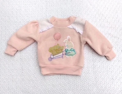 Sudadera Bright Future Vintage Años 90 Rosa Bebé Niña Encaje Conejito Bordado Foto 1 de 4