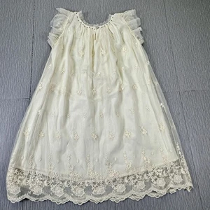 Vestido Soprano Niñas Bordado Suave Tul Blanco/Marfil Estilo Antiguo - Imagen 1 de 10