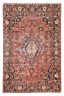 Vintage Dark Copper Traditional 4'2" x 6'7" Oriental Hand-Knotted Wool Area Rug - Image 1 of 4