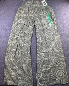Three Dots Pants Womens X-Large Green Mosaic Stretch Wide Leg Boho Hippie Comfy - Picture 1 of 16