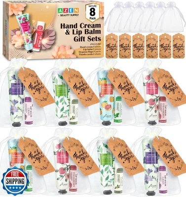 AZEN 8 Juegos Regalos a Granel, Crema de Manos y Bálsamo Labial Conjunto a Granel con Org Foto 1 de 4