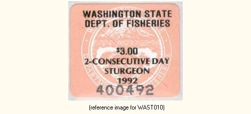 HALFPRICEFISH Washington Sturgeon Stamp 1992 $3.00 2-Day - Image 1 of 1