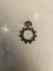 VINTAGE SILBERFARBENER AVA MARIA ROSENKRANZ RING FINGER KATHOLISCH ITALIEN  - Bild 1 von 3