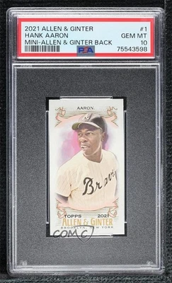2021 Topps Allen & Ginter's Mini A&G Back Hank Aaron #1 PSA 10 GEM MT HOF - Image 1 of 2