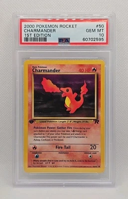 Charmander #50/82 Team Rocket 1st Edition PSA 10 GEM Mint 60702595 - Image 1 of 2