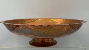 Lovely GWG Vintage Heavy Arts and Crafts Hammered Copper Pedestal Bowl - Picture 1 of 13