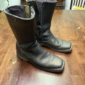 CHIPPEWA Boots Mens 9 Side Zip Black Leather Square Toe Biker Cowboy Work VTG - Picture 1 of 6