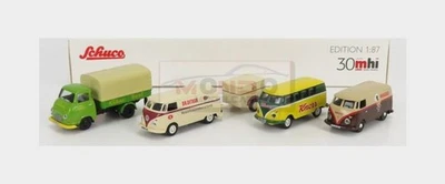 1:87 SCHUCO Volkswagen Set 4X Publicitaire T1 Minibus Knorr Van Maggi 452655400 - Immagine 1 di 2