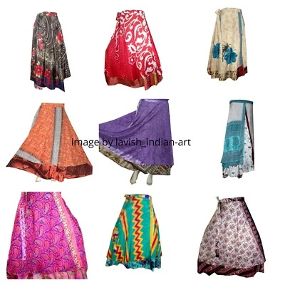 Lote al por mayor de 12 piezas falda mujer envolvente falda de seda vintage falda larga india Foto 1 de 4