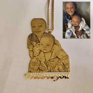 Custom Name Photo Necklace Family Gift Pendant Jewelry Stainless Steel Men Women - Picture 1 of 5