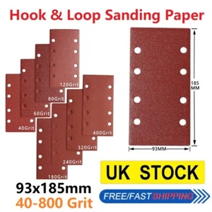 40-800 Grit 1/3 Sanding Sheet Pad Sanding Paper Hook Loop 93 x 185mm Sandpaper - Picture 1 of 15