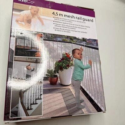 Protector de barandilla protectora de malla transparente elástica KidCo S305 de 15 pies, blanco Foto 1 de 4