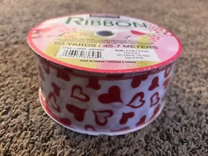 KIRKLAND Hearts Wire-Edged RIBBON 50 Yards 2.5 Inch Wide NEW & SEALED - Picture 1 of 3