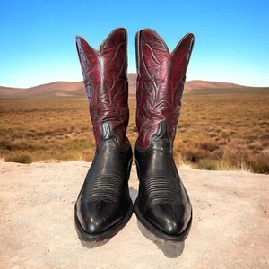 Lucchese Etiqueta Negra El Paso Hecho a Mano 1992 L6825.24 Talla 9.5-EE Becerro Negro 507-10733 - Imagen 1 de 10