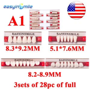 Dental Acrylic Resin Denture False Teeth Upper Lower Full Set A1 Shade 3Set/28Pc - Picture 1 of 3