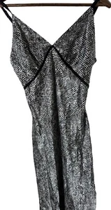Jones New York Y2k M Maxi Night Slip Dress Babydoll Empire Waist Black White - Picture 1 of 9