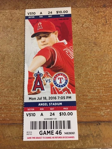 2016 LOS ANGELES ANGELS VS TEXAS RANGERS TICKET STUB 7/18 MIKE TROUT HR #158 Cover
