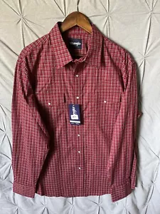 Camicia Wrangler Pearl Snap Borgogna Manica Lunga Uomo XL NUOVA CON ETICHETTE Cowboy, Rodeo - Foto 1 di 10