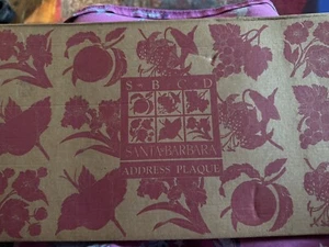 Vintage NIB Santa Barbara Ceramic Address Plaque 4 Digits 1992 Beautiful Flowers - Picture 1 of 8