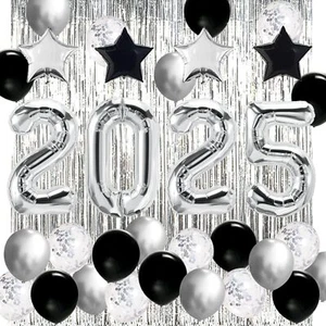 JOJO FLY Graduation Party Decorations 2025 Silver 2025 Balloons Black and Sil... - Picture 1 of 7